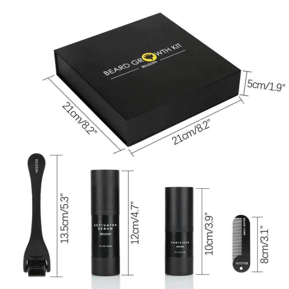 Beard Growth Kit with Serum and Dermaroller