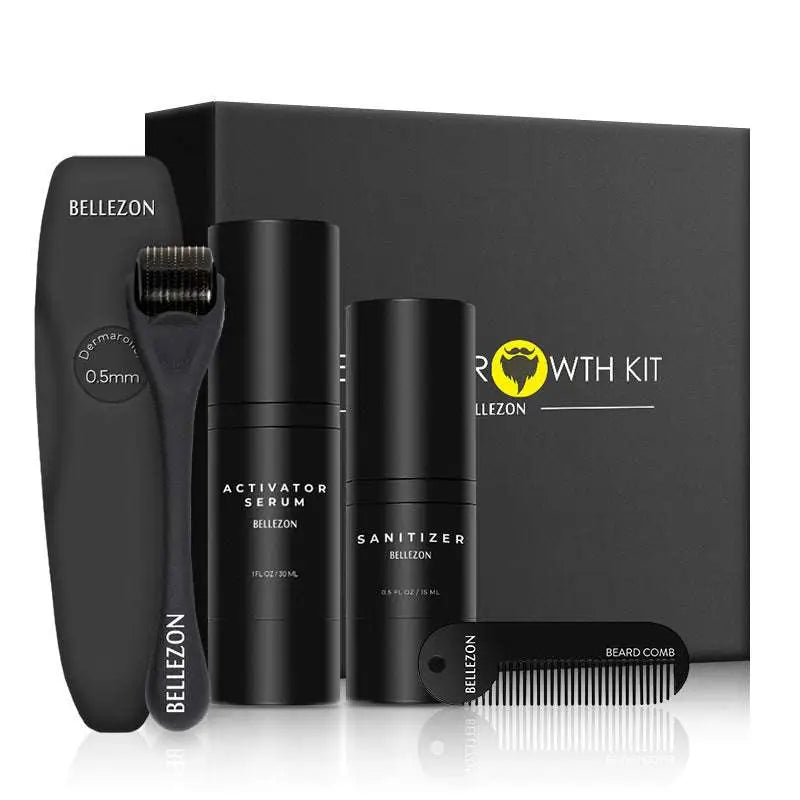 Beard Growth Kit with Serum and Dermaroller