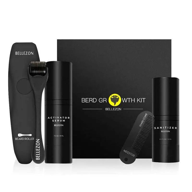 Beard Growth Kit with Serum and Dermaroller