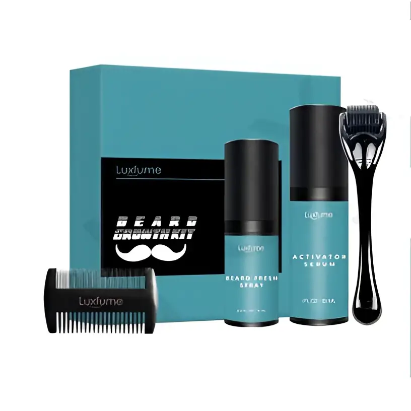 Beard Growth Kit with Serum and Dermaroller