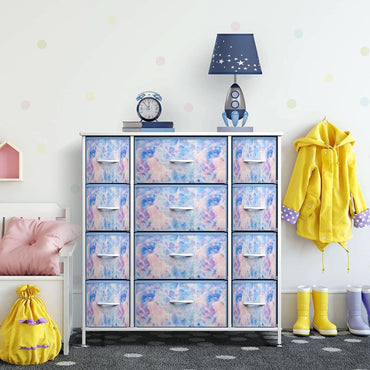 Kids Dresser With 12 Drawers White Finish For Nursery