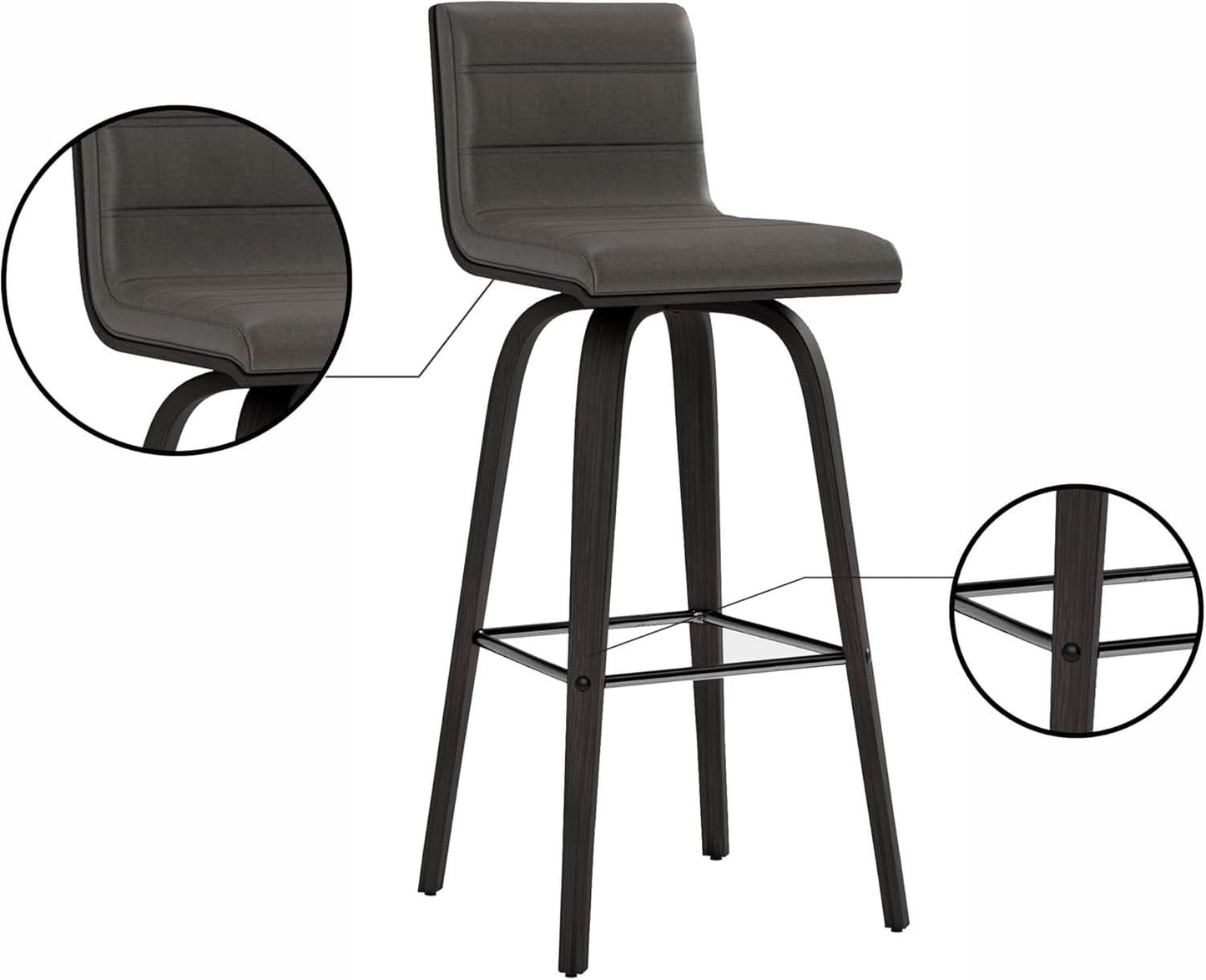 Vienna 30 Inch Bar Height Bar Stool Grey And Black