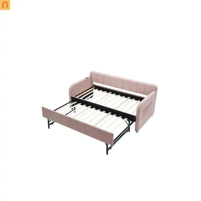 Twin Daybed Velvet Pink Trundle Frame