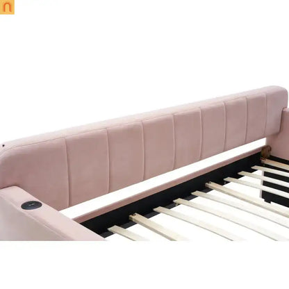 Twin Daybed Velvet Pink Trundle Frame