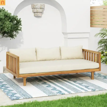 Outdoor Patio Acacia Wood Teak Slat Panel 3-Seater 67.5in