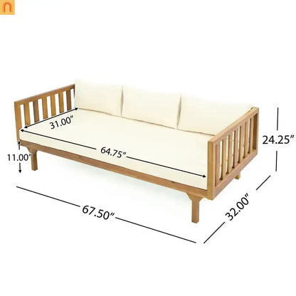 Outdoor Patio Acacia Wood Teak Slat Panel 3-Seater 67.5in