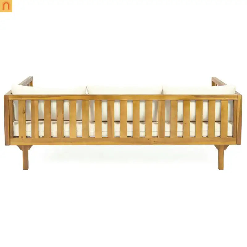 Outdoor Patio Acacia Wood Teak Slat Panel 3-Seater 67.5in