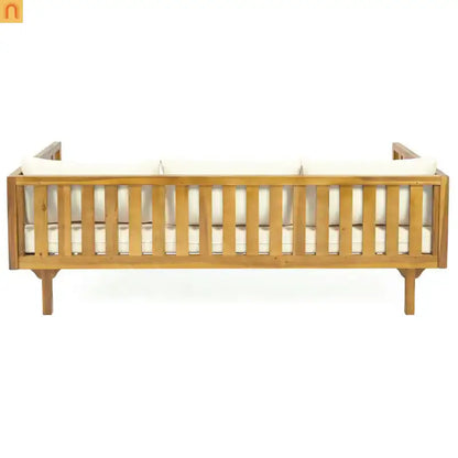Outdoor Patio Acacia Wood Teak Slat Panel 3-Seater 67.5in