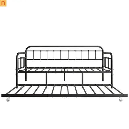 Daybed Metal Black Twin Roll-Out Trundle Caster Wheels 66 lb