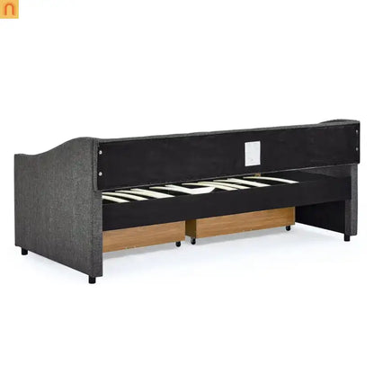 Daybed Twin Linen Dark Gray Button Tufted Drawers 500 lb