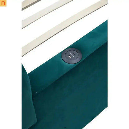 Bed Frame Daybed Twin Velvet Emerald Roll-Out Trundle