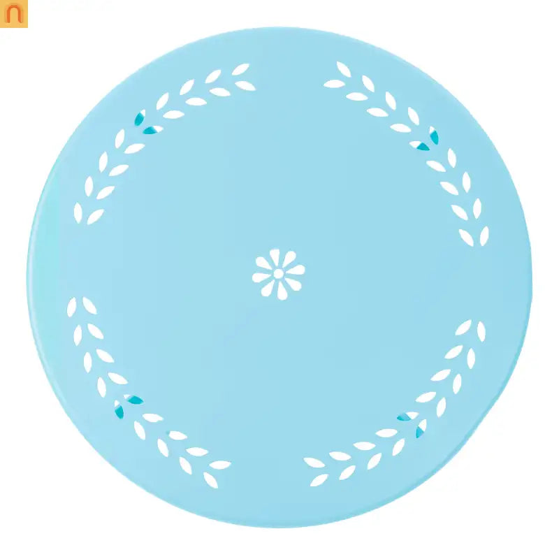 Outdoor Bistro Set Cast Iron Matte Light Blue Floral 3 Piece