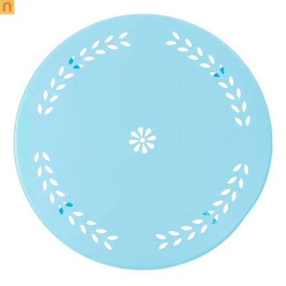 Outdoor Bistro Set Cast Iron Matte Light Blue Floral 3 Piece