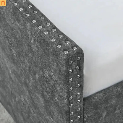 Bed Frame Daybed Linen Gray Queen Tufted Storage Drawers 500 lb