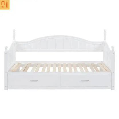 Twin Daybed Wood Frame White Storage Trundle Drawers