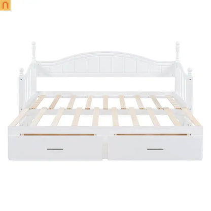 Twin Daybed Wood Frame White Storage Trundle Drawers