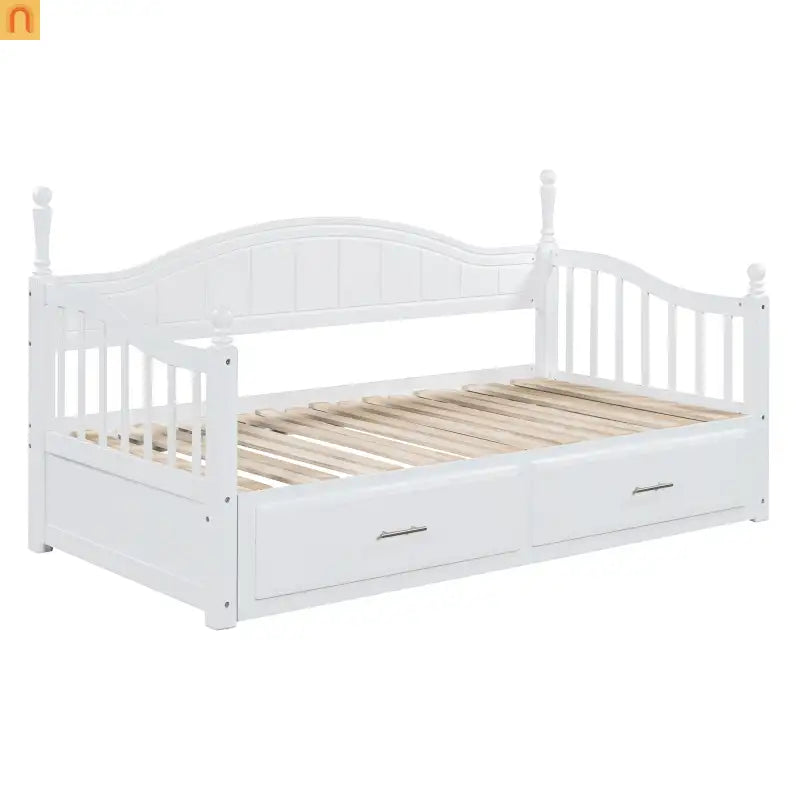 Twin Daybed Wood Frame White Storage Trundle Drawers