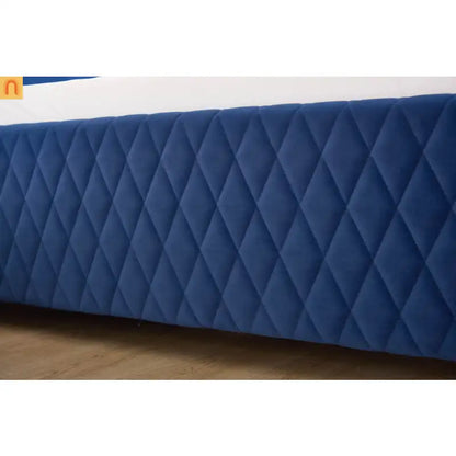 Bed Frame Daybed Velvet Navy Diamond Grid Pull-Out Trundle Full