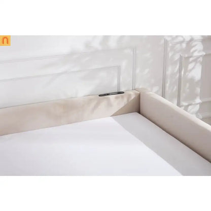 Bed Frame Daybed Velvet Beige Diamond Grid Pull-Out Trundle Full