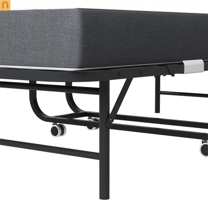 Bed Frame Rollaway Folding Metal Black Twin Memory Foam 74.8in