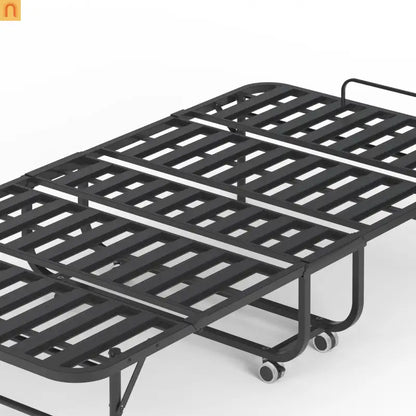 Bed Frame Rollaway Folding Metal Black Twin Memory Foam 74.8in