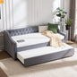 Twin Daybed Frame Velvet Gray Trundle USB Port