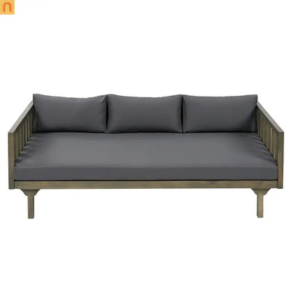Outdoor Daybed Acacia Wood 3 Seat Gray