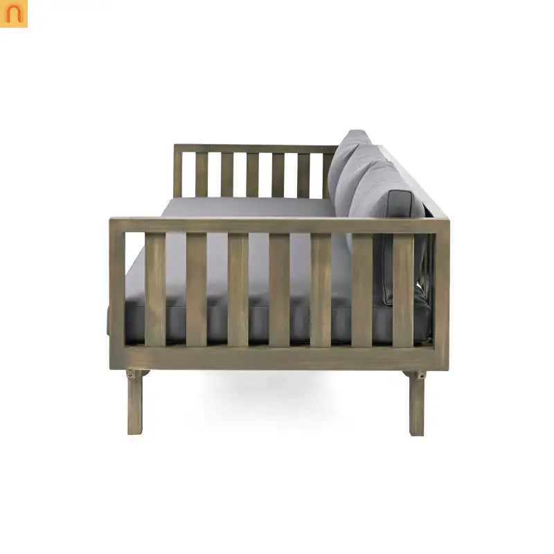 Outdoor Daybed Acacia Wood 3 Seat Gray