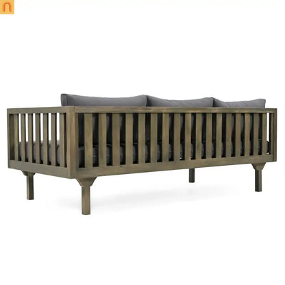 Outdoor Daybed Acacia Wood 3 Seat Gray