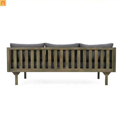 Outdoor Daybed Acacia Wood 3 Seat Gray