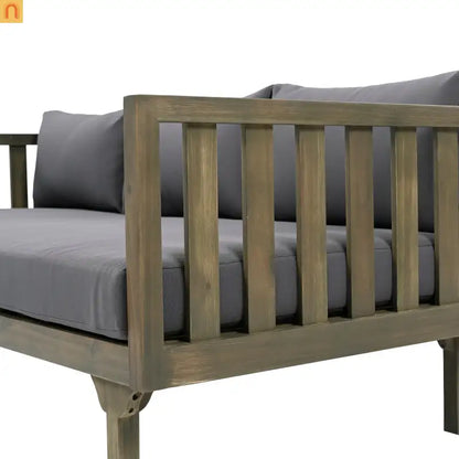 Outdoor Daybed Acacia Wood 3 Seat Gray