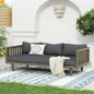 Outdoor Daybed Acacia Wood 3 Seat Gray