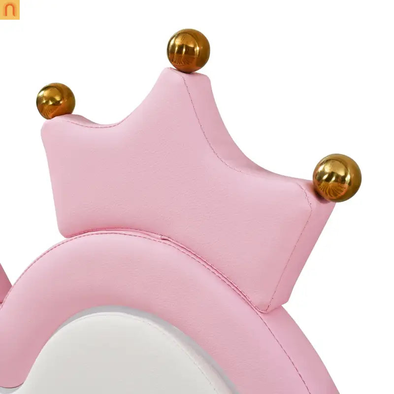 Twin Bed Frame Pink Crown Headboard LED Remote