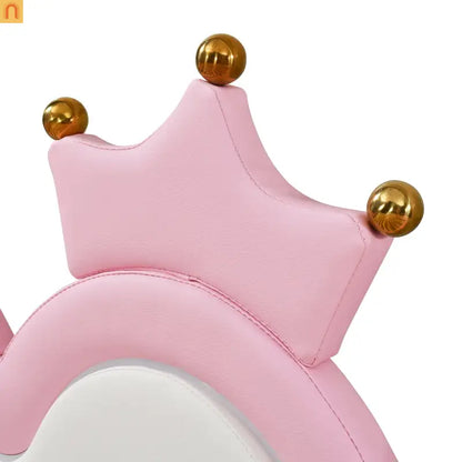 Twin Bed Frame Pink Crown Headboard LED Remote