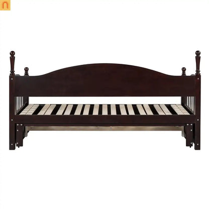 Bed Frame Daybed Wood Espresso Twin Roll-Out Trundle Drawers 250 lb
