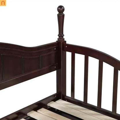 Bed Frame Daybed Wood Espresso Twin Roll-Out Trundle Drawers 250 lb