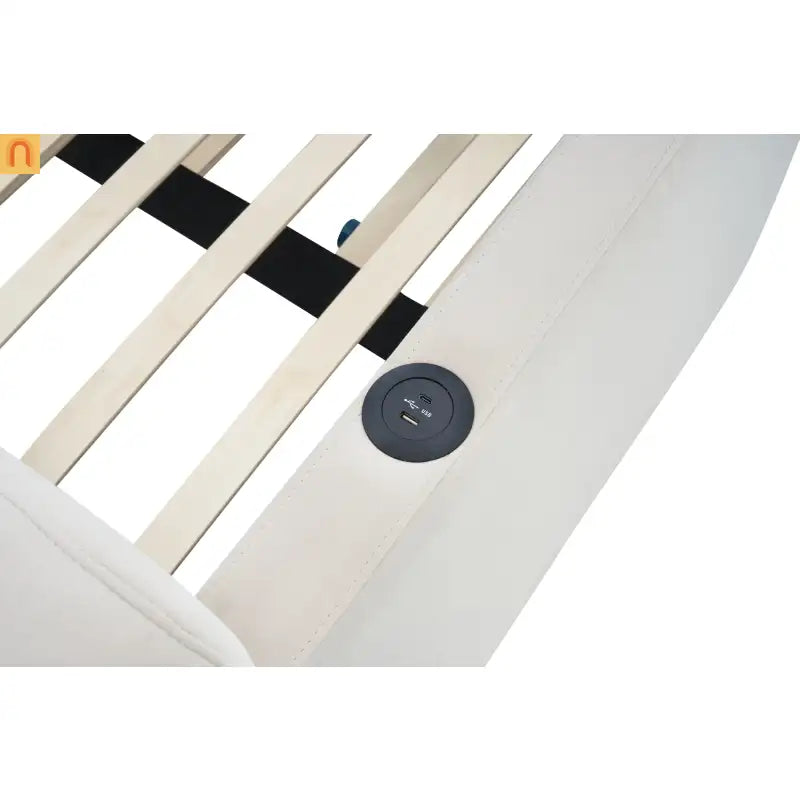Twin Daybed Frame Velvet Beige Roll-Out Trundle