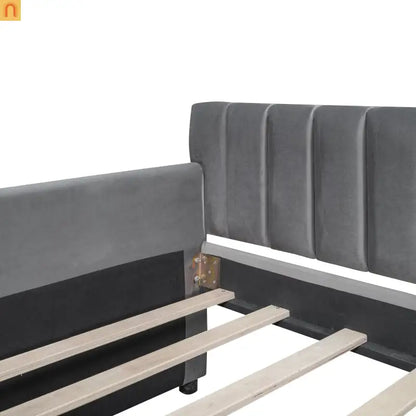 Bed Frame Daybed Velvet Gray Twin Storage Drawers Wood Slats 79in