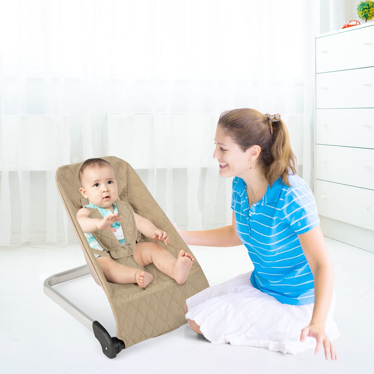 Baby Bouncer Seat with Aluminum and Metal Frame