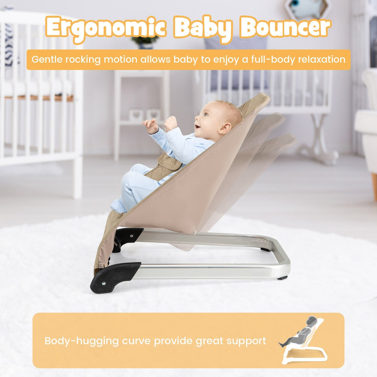 Baby Bouncer Seat with Aluminum and Metal Frame