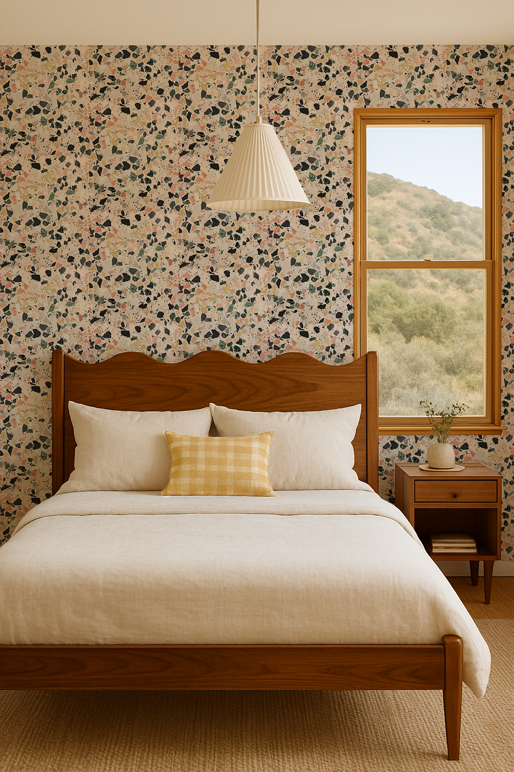 Mojave Terrazzo Wallpaper, peach and yellow