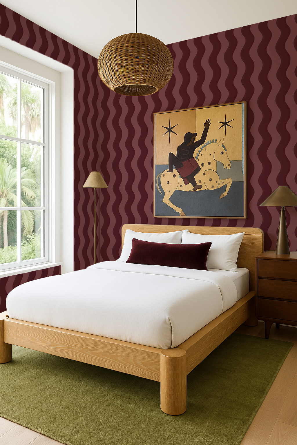 Ziggy Stripe Wallpaper, fig jam