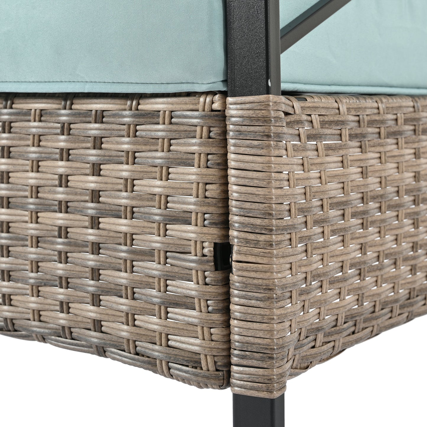 Outdoor Patio Set PE Rattan Brown 4 Piece Cushioned