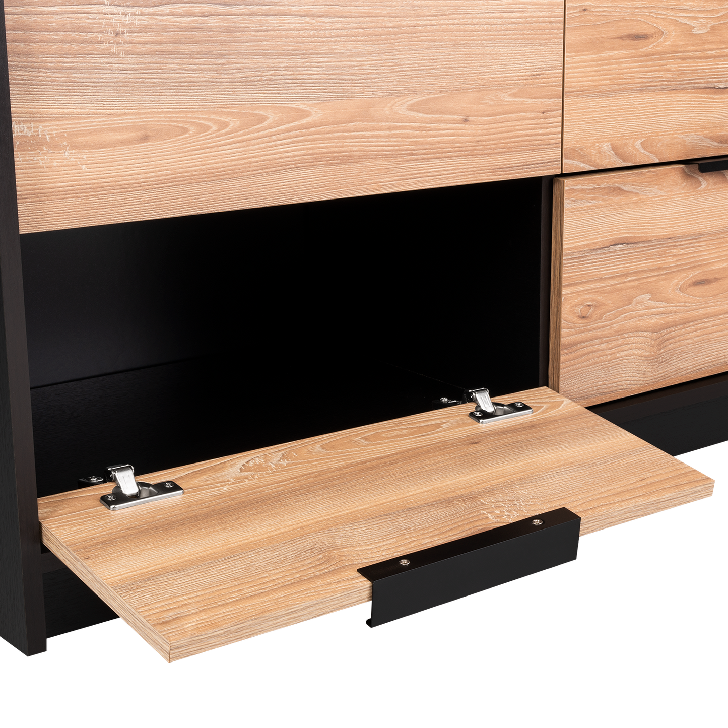 Dresser Modern 4-Drawer Pine Particle Board Black Handles Set of 2 42.1 In