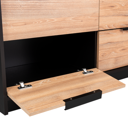 Dresser Modern 4-Drawer Pine Particle Board Black Handles Set of 2 42.1 In