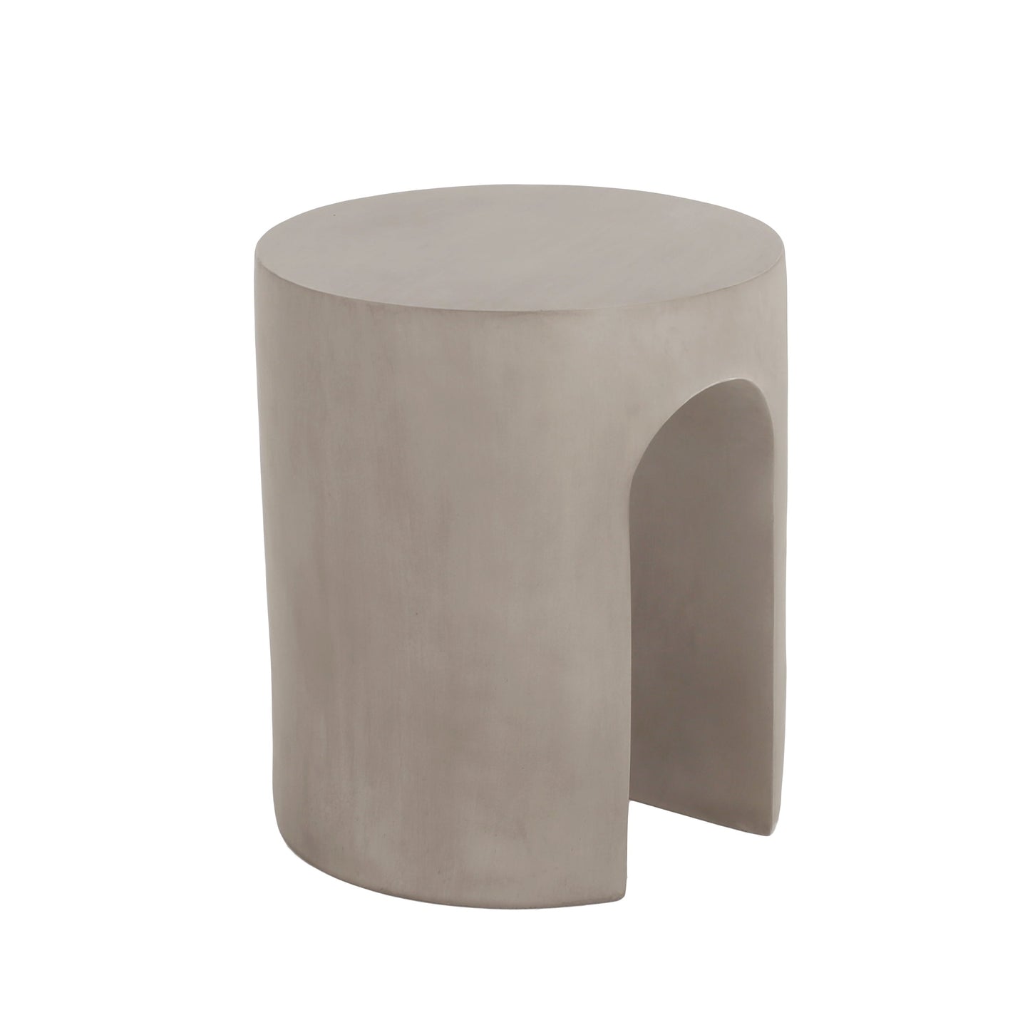 Outdoor Side Table Round Concrete Light Gray U-Shape Base 16in