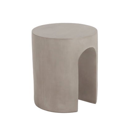 Outdoor Side Table Round Concrete Light Gray U-Shape Base 16in