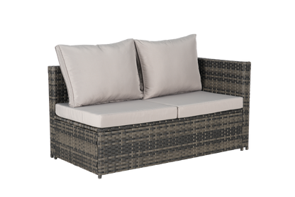 Outdoor Sectional Set PE Rattan 6 Piece L-Shape Gray