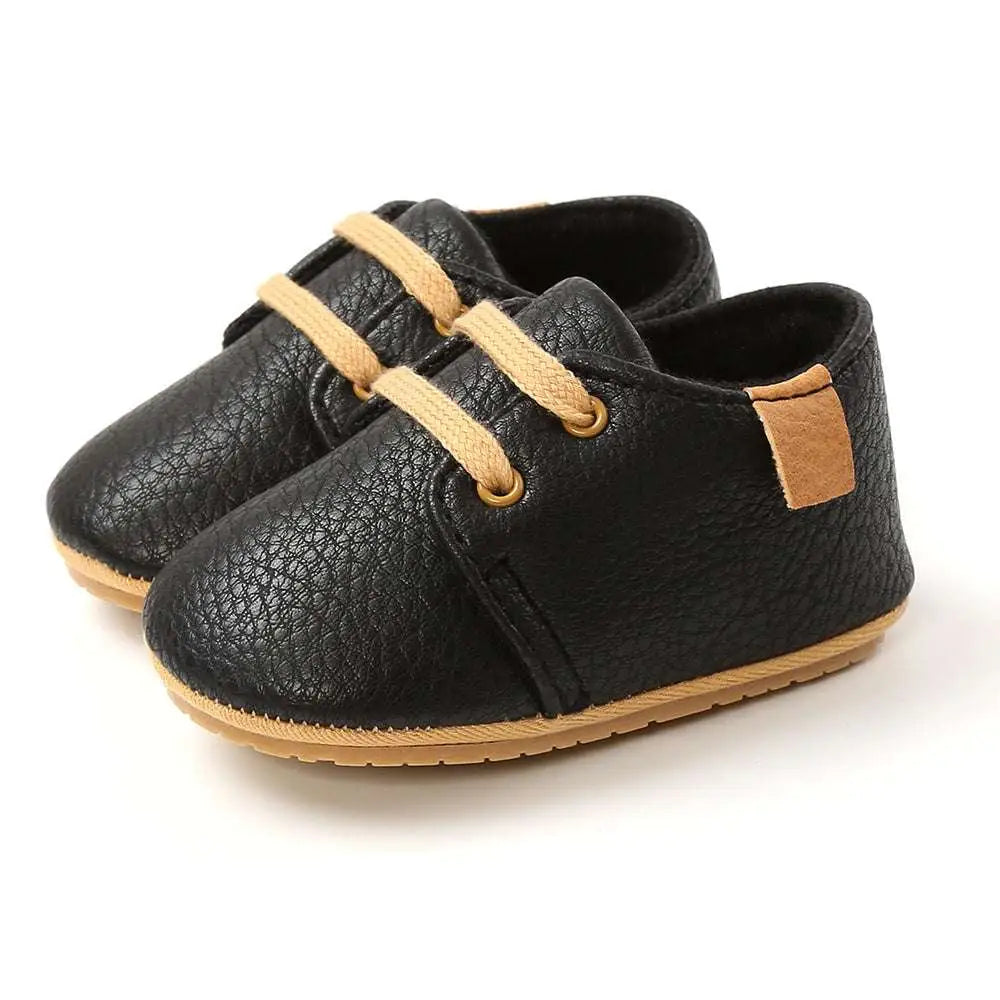 Beige Leather Baby Casual Shoes