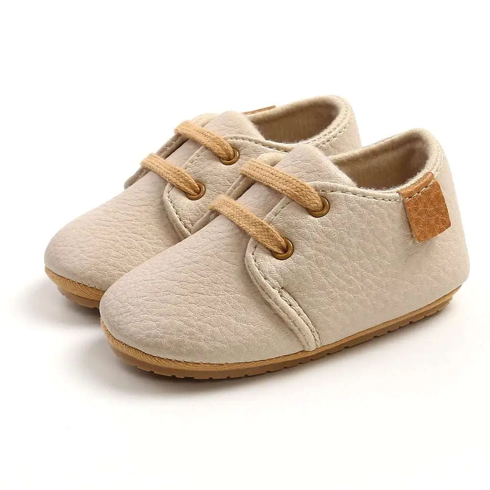 Beige Leather Baby Casual Shoes
